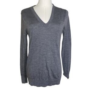 BANANA REPUBLIC SZ XS 100% Merino Wool Charcoal Gray Thin Knit Sweater Pullover